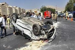 واژگونی مرگبار پژو در جاده مشهد