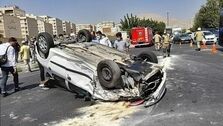 واژگونی مرگبار پژو در جاده مشهد