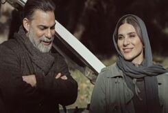 تصویر پیمان معادی و سحر دولتشاهی در پشت صحنه سریال افعی تهران