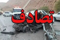 لحظه تصادف وحشتناک و له شدن یک پراید زیر کامیون 